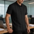 thumbnail image 6 of TKKCS Mens Jacquard Knit Polo Shirt- Short Sleeve Moisture-Wicking Regular Fit Business Casual Breathable Collared Shirts Black Size 4XL, 6 of 7