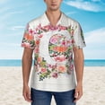 thumbnail image 4 of Letter C Flower Graphic Hawaiian Shirts For Men, Summer Short-Sleeve Relaxed-Fit Button-Down Shirts 3x-Large, 4 of 9