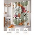 thumbnail image 7 of Fall Thanksgiving Sage Green Pumpkin Orange Maple Leaf Beige Shower Curtain Set ，Waterproof Fabric Shower Curtains Shower Curtains for Bathroom,Bathroom Decor 48"x72", 7 of 7