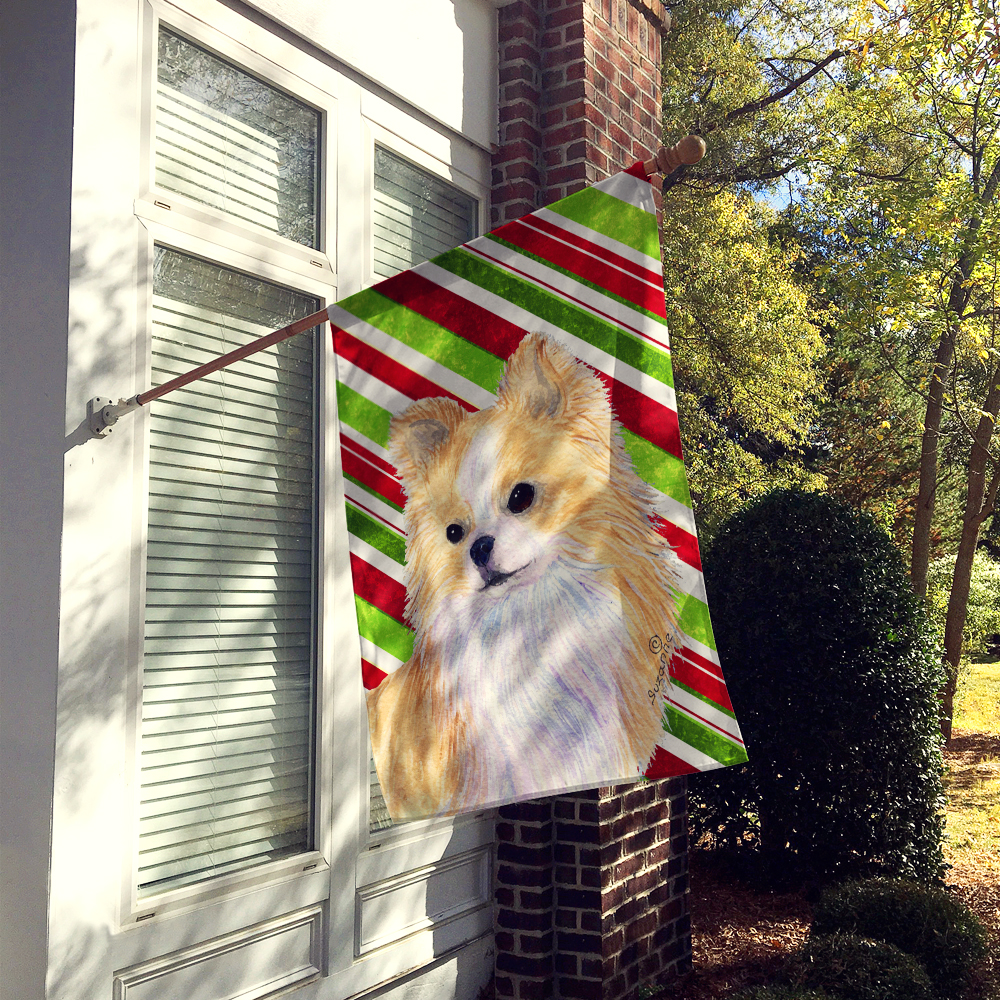 Chihuahua Candy Cane Holiday Christmas Flag Canvas House Size