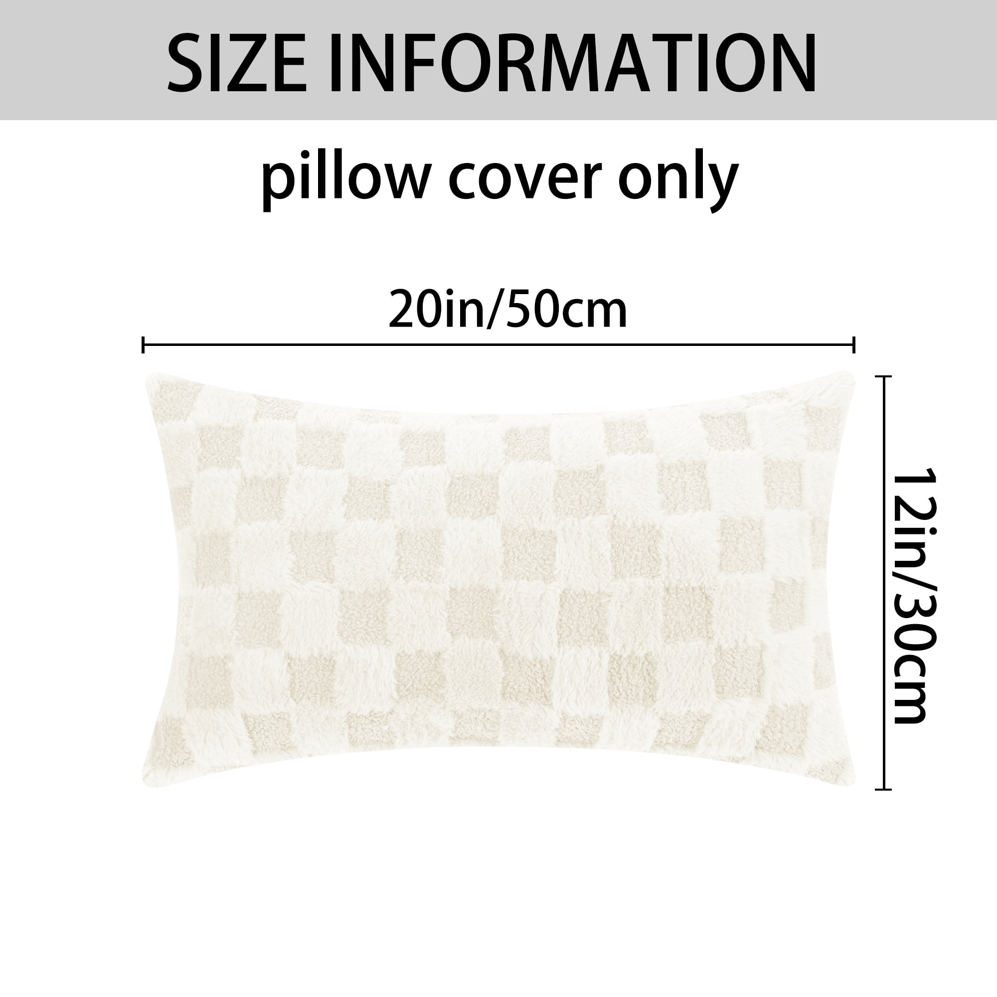Unique Bargains Faux Fur Plaid Decorative Pillow Covers Square Pillowcase White 12" x 20"