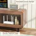 thumbnail image 6 of Mid Century Modern TV Stand for 55/60/65/70 Inch TV, Wood Entertainment Center with Power Outlets, Media Console with Sliding Doors and Open Shelf for Living Room, Walnut, 6 of 8