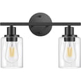 thumbnail image 7 of Bathroom Light Fixtures, 2 Light Matte Black Vanity Light, Vintage Wall Sconces Lighting, Modern Bath Wall Mounted Lights with Glass Shade, 7 of 7
