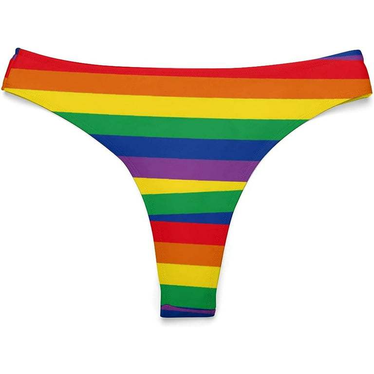 Rainbow Color Line Stroke Women's Thongs Sexy T Back G-Strings Panties  Underwear Panty 