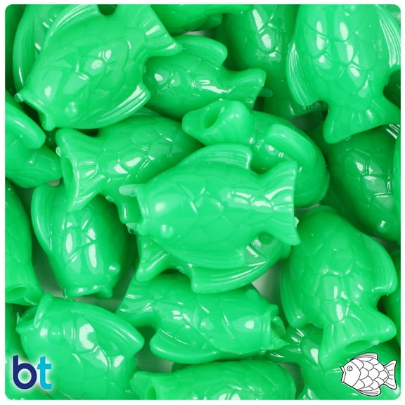 BeadTin Grasshopper Neon Bright 24mm Fish Pony Beads (24pcs)