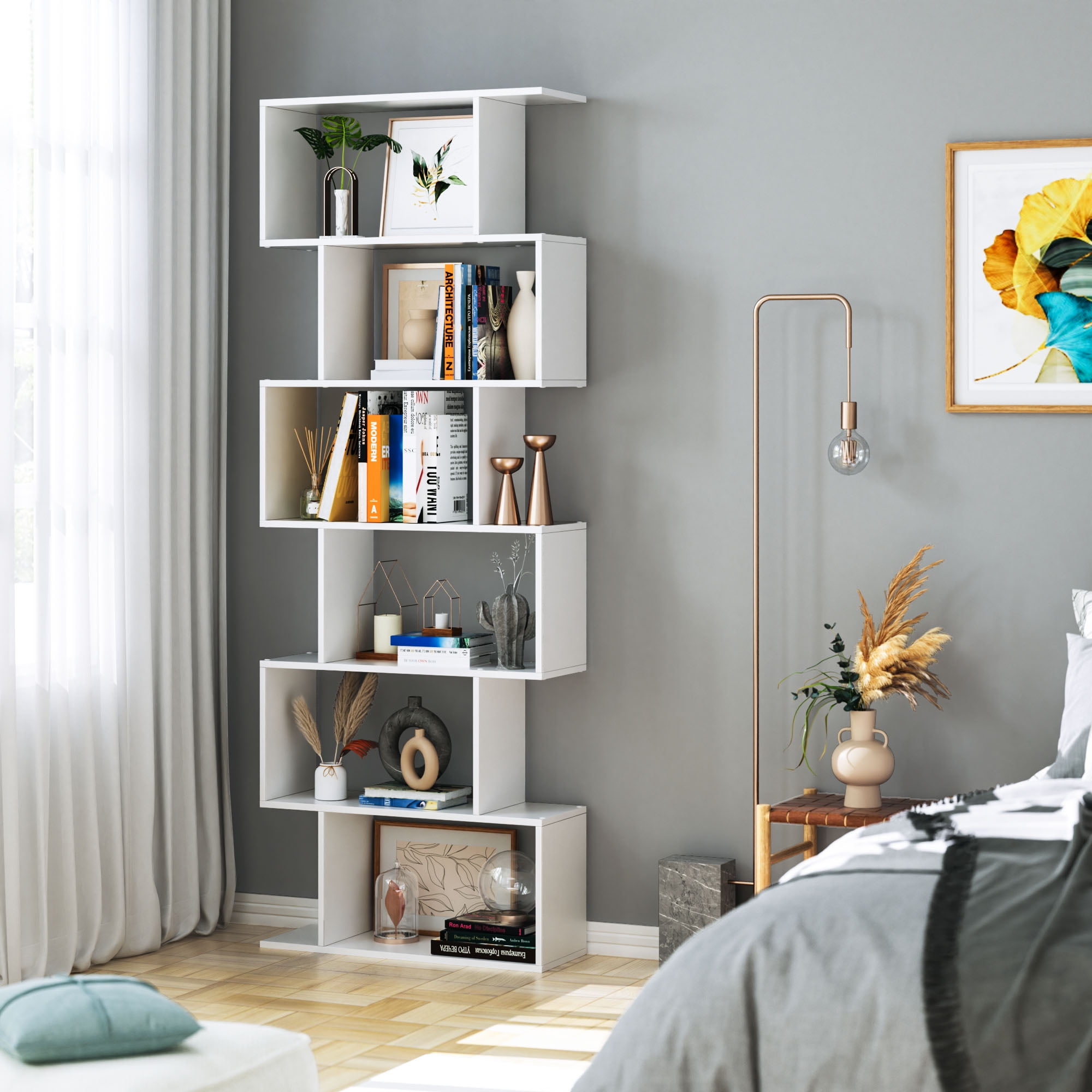 Scandi Curved Bedroom Open Storage Shelf/Bookcase, Wavy Pattern Modern –  CASA KAY