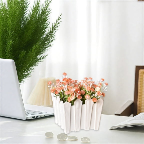 Modern White Plastic Planter Pot | Small Flower Vase for Home Decor | Bookshelf, Mantel & Tabletop Decoration | 3 Sizes (3.54x3.54x2.76in, 3.35x3.35x2.95in, 3.35x3.35x3.15in)