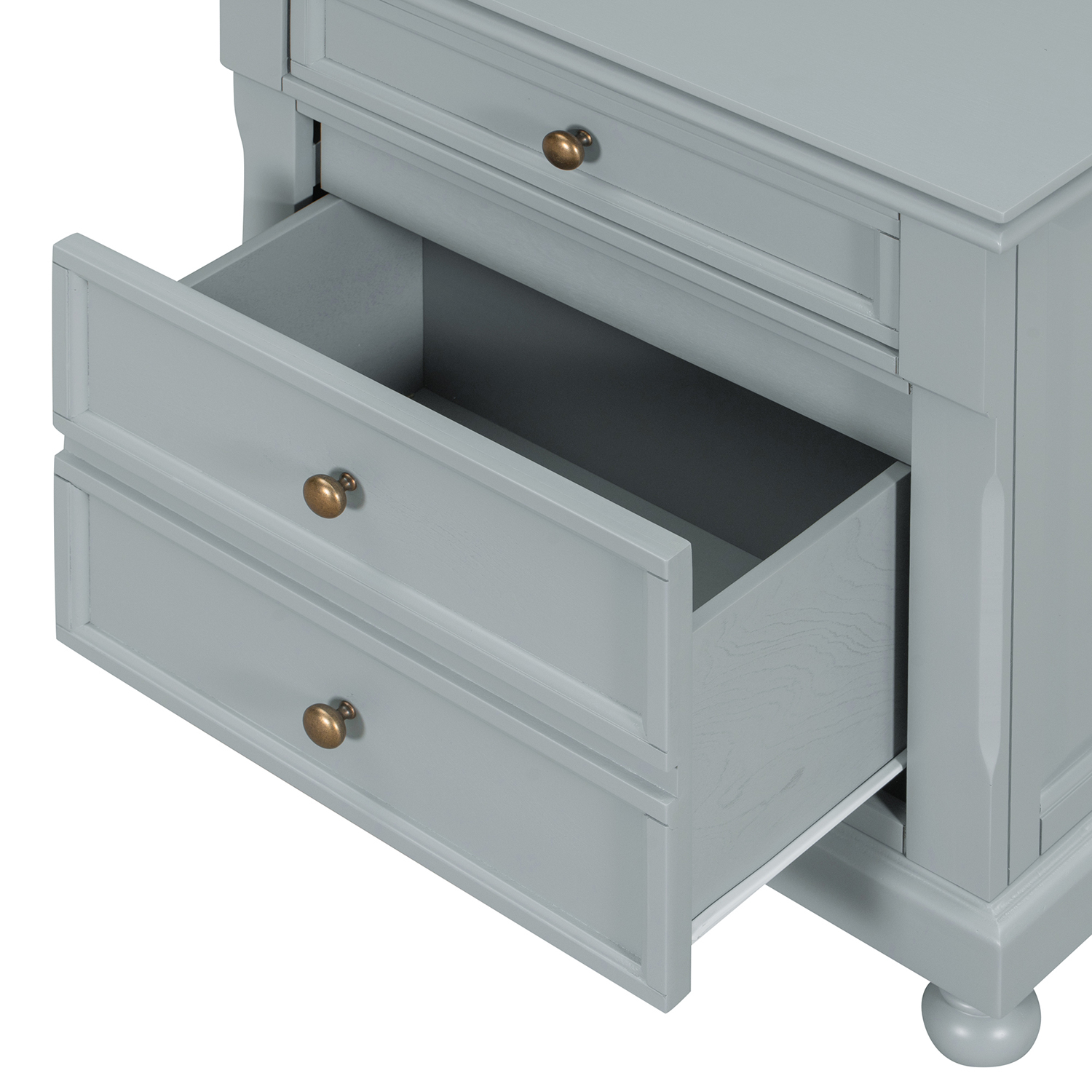 Kadyn Modern 3 Drawers Nightstand, Storage End Table with Gold Metal Handle, Bedside Table for Living Room and Bedroom, Gray Kadyn Modern 3 Drawers Nightstand, Storage End Table with Gold Metal Handle, Bedside Table for Living Room and Bedroom, Gray