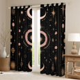 thumbnail image 2 of jejeloiu Boho Bohemian Tribal Black Out Curtains,Stars Moon Print Curtains Pack of 2 (42x63 Each),Gold Black Bedroom Curtains For Men Women,Breathable Home Decor, 2 of 6