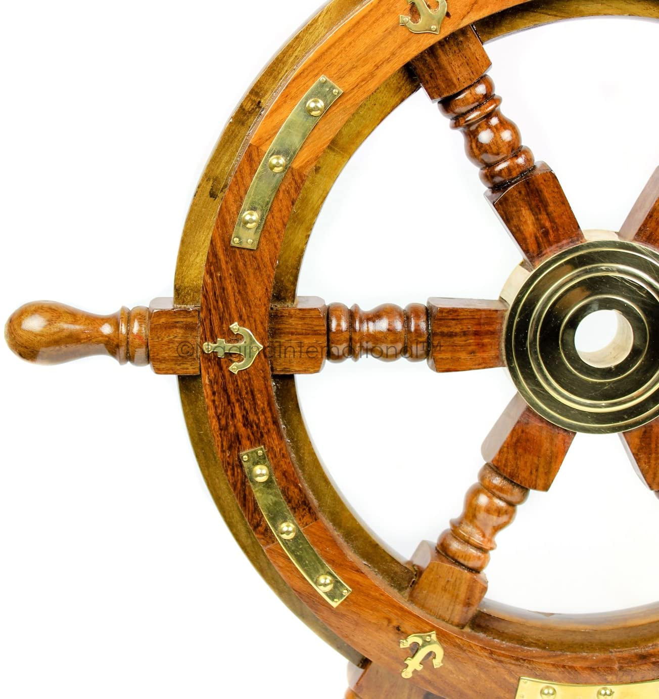 Halloween Ship Wheel 36 Inches Anchor & Strips with Brass Handles Wall Decor 