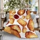 thumbnail image 3 of Manta de franela suave con diseño de nuggets de pollo y deliciosa carne, manta de sofá de comida rápida de estilo occidental para niños, tamaño king y queen, 3 of 5