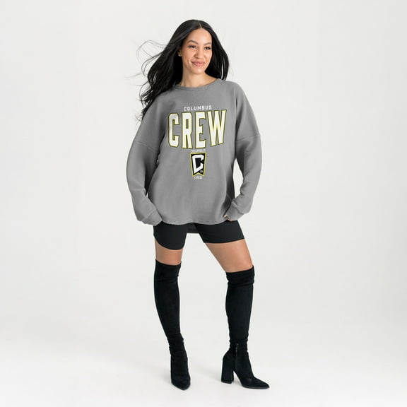 Women's Gameday Couture  Gray Columbus Crew Oversized Pure Motion Corded Sweatshirt