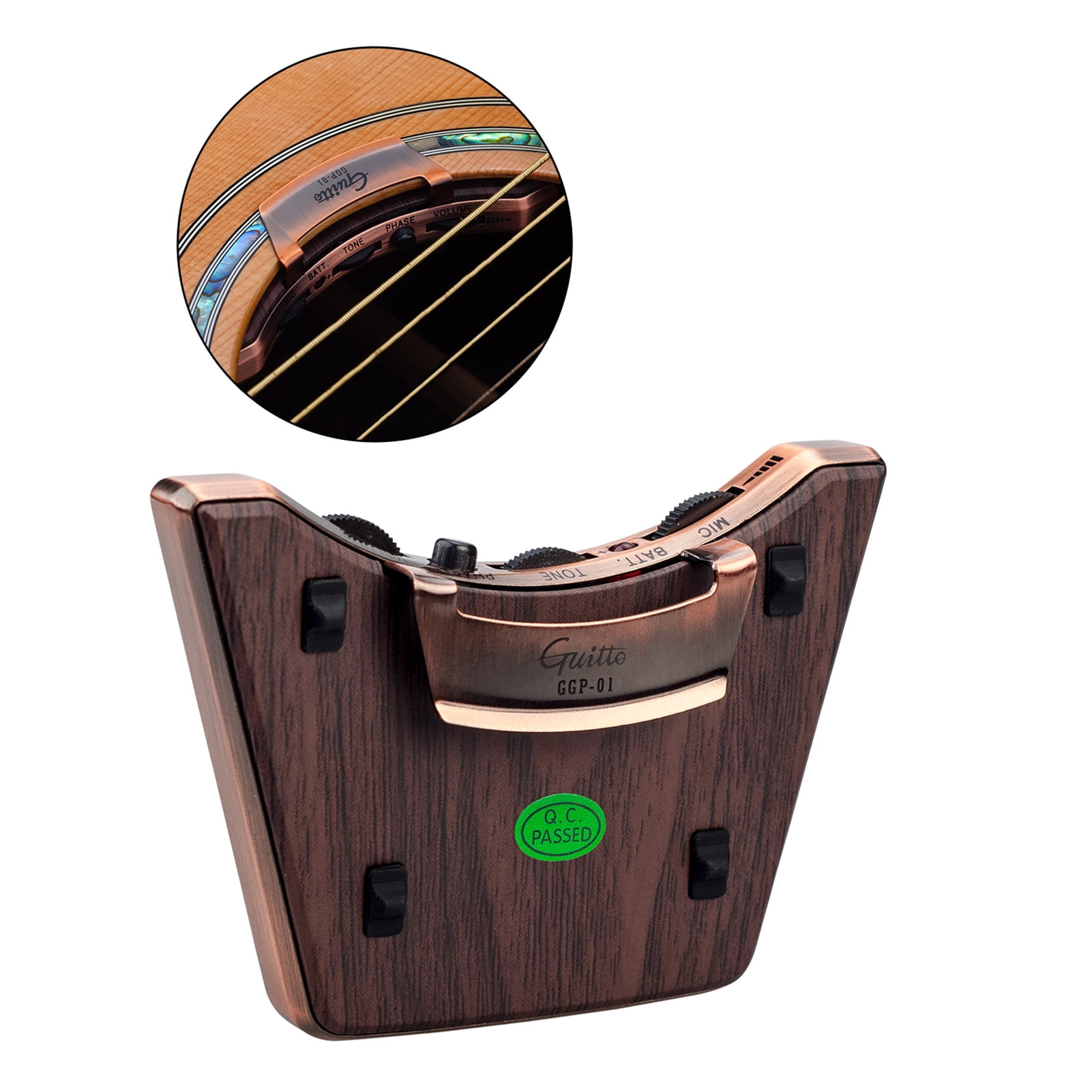 Acoustic Guitar Sound Hole Pickup Dual Modes Piezo + Mic Supports Volume Tone Adjusting Phase Function Easy Installation for 36-42 Inch Classic Folk Guitars