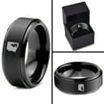 thumbnail image 4 of Tungsten Arizona The Grand Canyon State Cactus Band Ring 8mm Men Women Comfort Fit Black Step Bevel Edge Brushed Polished, 4 of 4