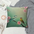 thumbnail image 2 of Creowell Cherry Blossoms Throw Pillow Covers Bird Spring Blooming Flowers Sakura Green Background Square Pillowcases for Home Decor Sofa Car Bedroom Pillow case White, 2 of 5