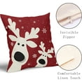 thumbnail image 3 of Deer Christmas Pillow Covers 20X20 Inch Winter Red Snowflake Reindeer Decorative Pillow Cases Merry Christmas Holiday Square Throw Pillows Set of 2 Home Decor for Sofa Couch Bedroom Outdoor, 3 of 4