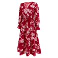 thumbnail image 4 of Pisexur Robe à Manches Longues Col en V Mode Femme Robe Plissée Unie à Manches Longues Col en V Robe Femme, 4 of 9