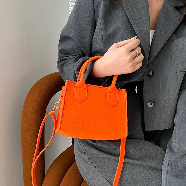 Bolso de mano de fieltro para mujer bolsa de mano de Ehuebsd diseñador informal Color sólido puro portátil Mini ASA superior