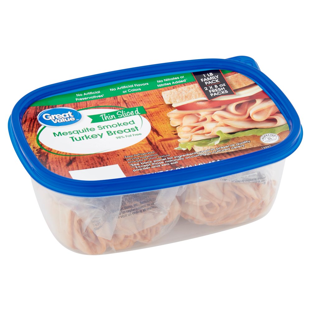 Great Value Thin Sliced Mesquite Smoked Turkey Breast Family Pack, 8 oz