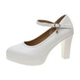 thumbnail image 6 of Viluyesy Women's High Heels Shoes, Closed Toe Solid Color Ankle Strap Ladies Office Dress Platform Shoes White, 6 of 9