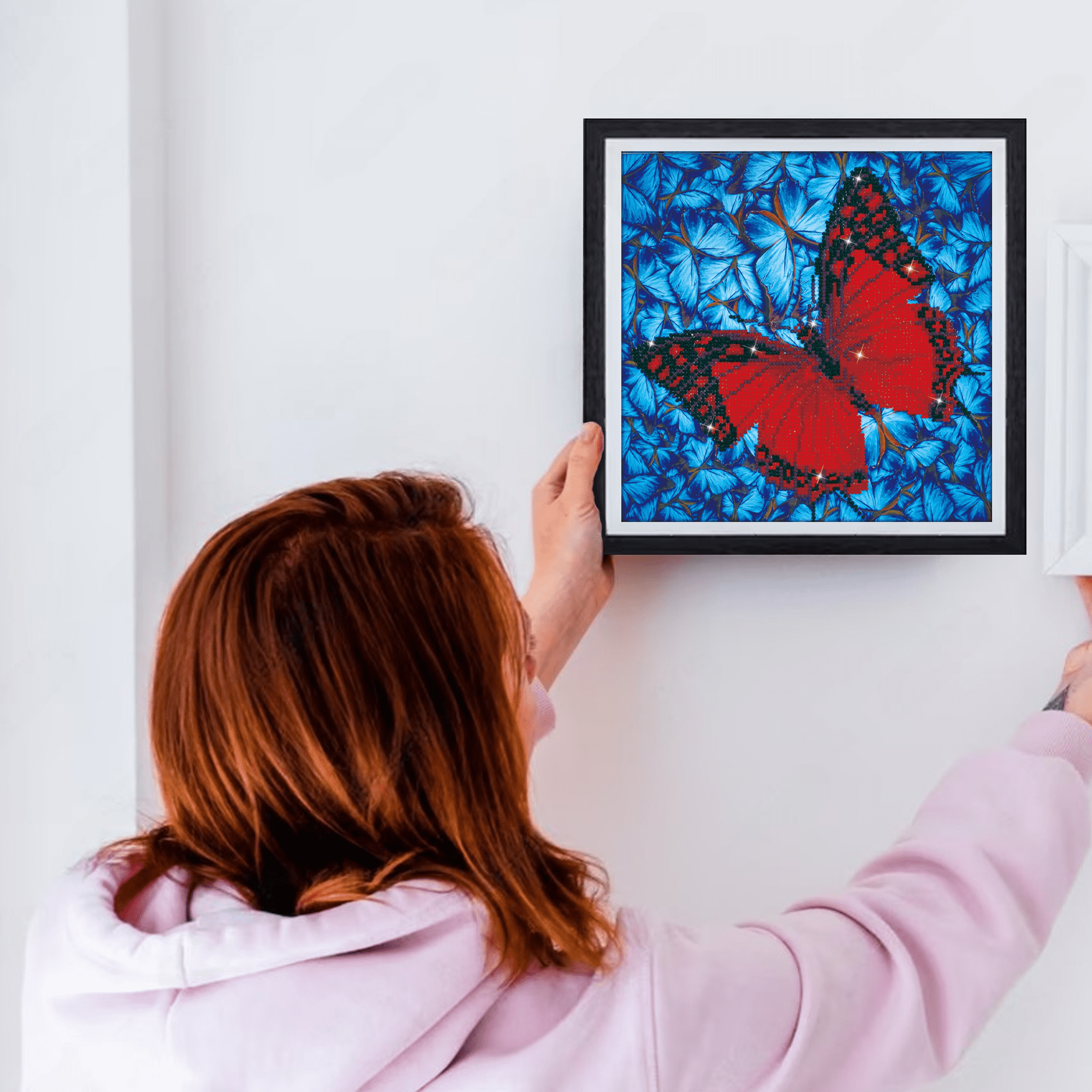 Diamond Dotz Flutter by Red with Frame Butterfly Diamond Painting Kits for Adults - Diamond Art Kits a Relaxing Creative Craft Kit with Dotz Gems 12"x12"