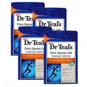 Dr. Teals Pre & Post Workout Epsom Salt Soaking Solution (4 Pack, 3Lbs Ea.) - Essential Oils Blended With Pure Epsom Salt & Menthol - Eases Aches & Soreness, Alleviates Daily Stress - At Home Rec