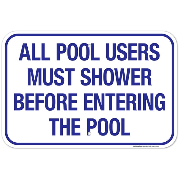 North Carolina Shower Before Entering Sign, Complies With State Of North Carolina Pool Safety Code, (SI-62127) 12x18 Aluminum