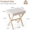 thumbnail image 5 of Vanity Stool Ottoman, Square Linen Makeup Stool with Metal X Legs, Padded Seat Foot Rest, Small Ottoman Stool Chair for Vanity, Bathroom, Living Room, Entryway, Beige, 5 of 7