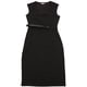 thumbnail image 1 of Vestido de oficina de trabajo para mujer, sin mangas, cuello en V, con cinturón, vestidos de lápiz Negro L, 1 of 6