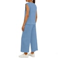 thumbnail image 5 of Pounoo Womens Stripe Two Piece Sets Loose Fit Sleeveless Crew Neck Top Wide Leg Pants Casual Minimalist Outfits Gift, 5 of 7