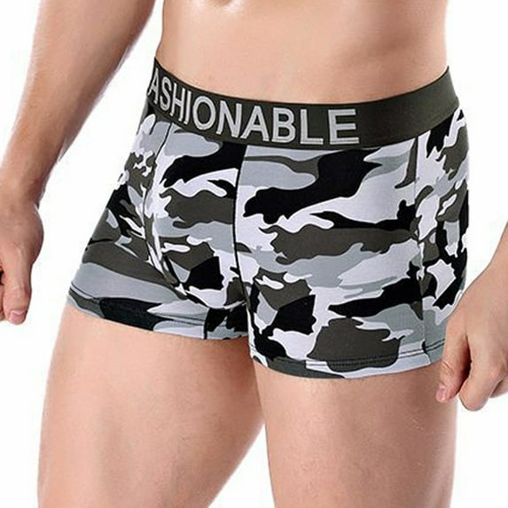 Mens Underwear Men's Cotton Camouflage Printed Boxer Briefs Breathable Briefs
