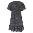 thumbnail image 3 of Pntutb Women's Dress Dot Print Drees Knee-Length Short Sleeve Draped Dress Black S, 3 of 6