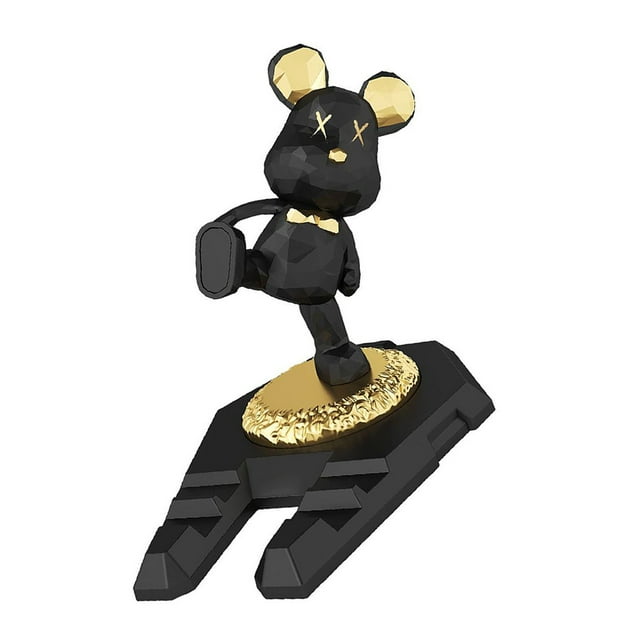 Soporte para teléfono con forma de oso, innovador, multifuncional, portátil, de escritorio, para teléfono móvil y tableta, color negro