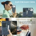 thumbnail image 4 of Wallet Case for iPhone 17 Pro, Detachable 2-in-1 PU Leather Flip Folio Case Support MagSafe Wireless Charging, Vintage Card Slots Kickstand Phone Cover for iPhone 17 Pro, Blue, 4 of 7