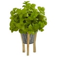 thumbnail image 3 of 14in. Basil Artificial Plant in Tin Planter with Legs (Set of 2), 3 of 5