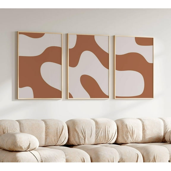 Luvia Terracotta Print, Simple Abstract Art, 3 Piece, Japandi, Modern Minimal Art, Abstract Poster Set, Triptych, Modern Wall Decor Set 3 Prints 8x12 UNFRAMED