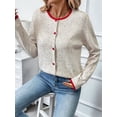 thumbnail image 6 of Women'S Button Down Knit Cardigan Sweaters Crew-Neck Long-Sleeve Casual Jumper Outwears Light Gray S, 6 of 9