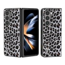 Case Compatible with Samsung Galaxy Z Fold 5, Luxury Leopard Design Non-Slip   Shockproof Rugged PC Frame Drop Protective Ultra Slim Phone Case Cover for Samsung Galaxy Z Fold 5, Silver