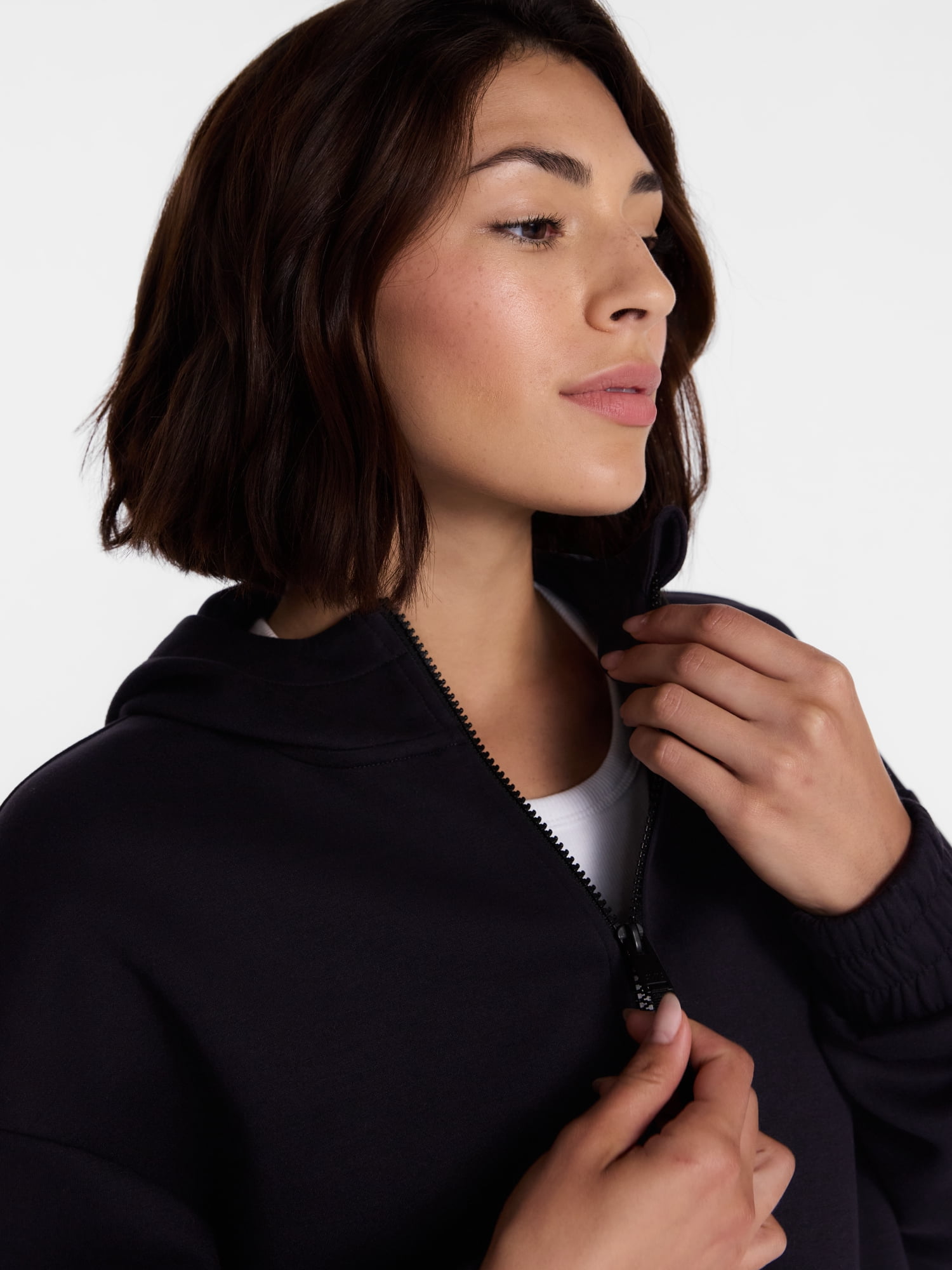 Avia Women's and Women's Plus ScubaKnit Cropped Zip Hoodie, Sizes XS-4X