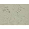 thumbnail image 2 of Myles Birket Foster 14x11 Black Ornate Wood Framed Double Matted Museum Art Print Titled: Study of a Horse's Head and Two Donkeys, 2 of 5