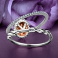 thumbnail image 3 of Art Deco 2.25 Carat Oval Cut Morganite And Diamond Moissanite Classic Engagement Ring, Halo Wedding Ring in 925 Sterling Silver With 18k White Gold Plating Gift For Her, Bridal Set, Matching Band, 3 of 3