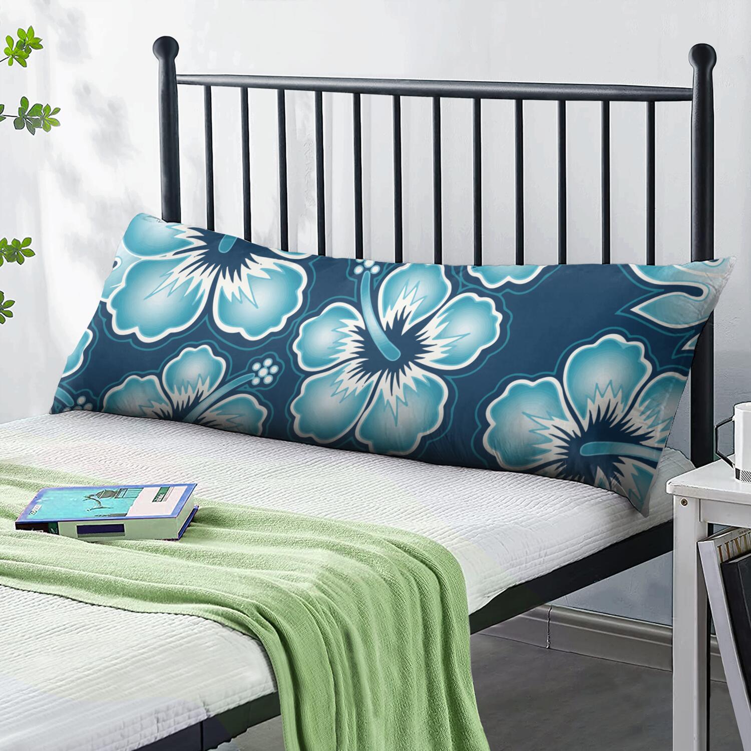 Colorful Boho Body Pillow Case 20x54 - Long Stretchy Pillow Cover with Hidden Zipper, Botanical Jungle Leaves Design, Easy to Maintain