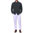 thumbnail image 2 of Men's Formal Shirts Plaid Collar Long Sleeve Button Down Dress Shirt M Navy Blue, 2 of 6