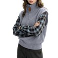 thumbnail image 4 of THNCYX Half Zip High Neck Long Sleeve Knit Tops For Women Colorblock Casual Winter Sweaters Soft Comfort Womens Sweaters Modern Look, 4 of 5