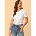 thumbnail image 2 of Tops Florales Con Botones Y Cuello Peter Pan Para Mujer Blanco XL, 2 of 6
