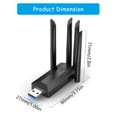 thumbnail image 3 of AMERTEER 4 Antennas Wireless USB Adapter 1300Mbps Fast Speed Double WiFi 2.4/5Ghz For PC Laptop Desktop Computer, 3 of 9