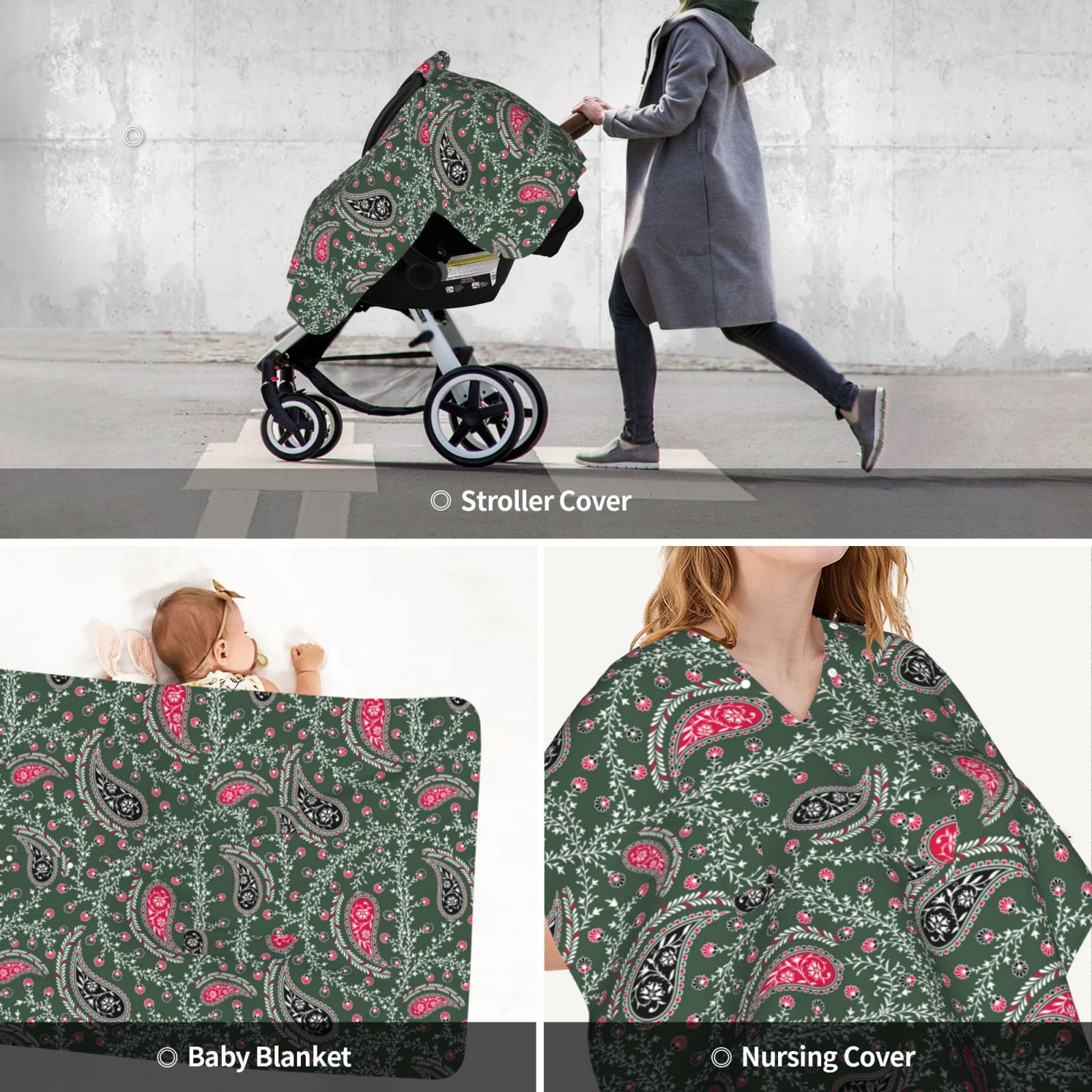 Car Seat Cover Baby - Paisley Pattern No.9091 Breathable Infant Car Seat Cover for Baby Carseat, Lightweight Comfort Baby Essentials Must Haves Newborn Stuff for Girl Boy