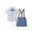 Blue, variant on CARETOO Boy Clothes Suits Toddler Summer Formal Plaid Shirt Tie Shorts Outfits Cotton Fabric 3Pcs