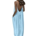 thumbnail image 6 of Hduncf Backless Cami Dresses for Women Cami Lounge Dress Backless Solid Color Sleeveless House Dress Long Sundress with Back Tie Blue S, 6 of 9