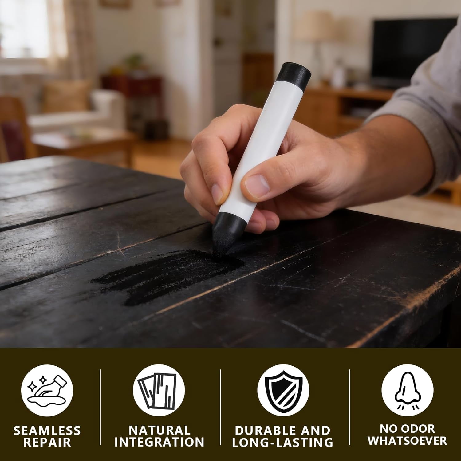 Wood Filler Sticks,10 Colors Wood Crayons for Scratches, Scuffs, Cracks, Stains and Holes, Furniture Wax Crayons Pen for Touch Up Furniture, Floors, Cabinets, Tables, and Doors